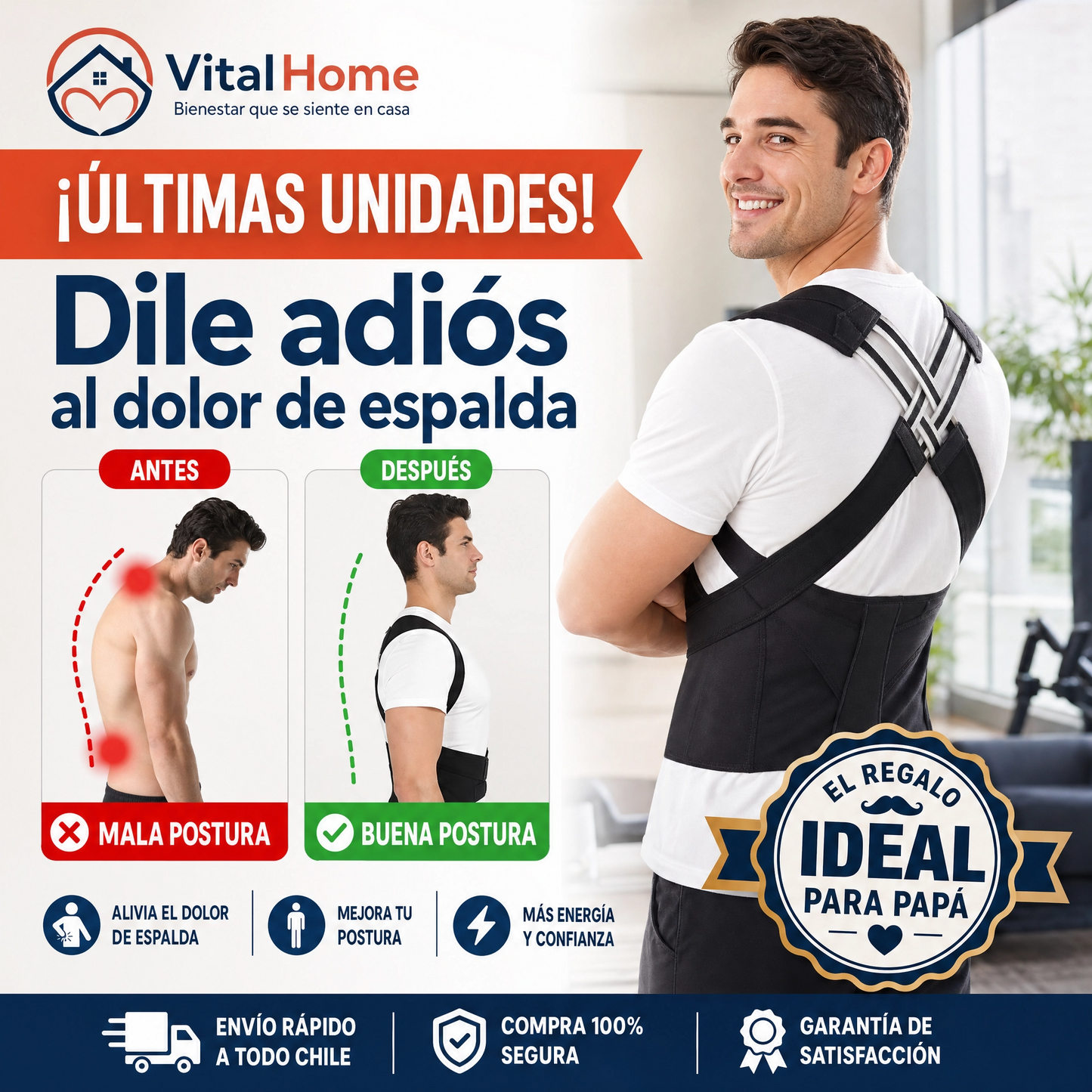 Corrector de postura con soporte lumbar