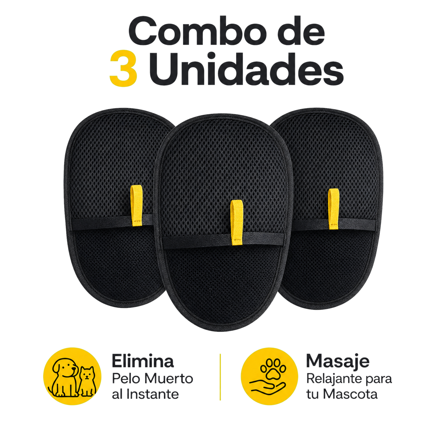 COMBO: GUANTE QUITA PELOS NEGRO X3